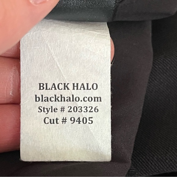 Black Halo Classic Jackie O Black Sheath Dress, Size 8, Asymmetrical, Belt - Picture 6 of 9